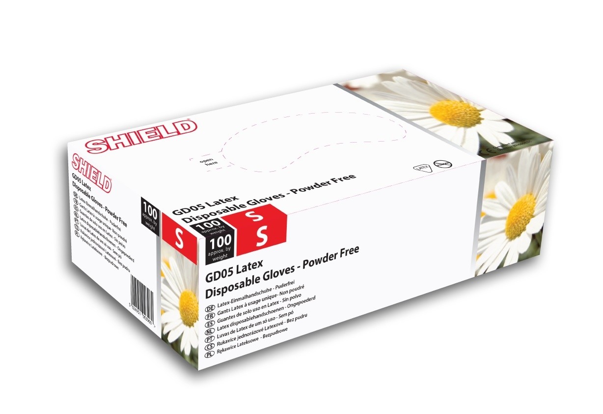 Gloves - Exam, Latex Powder Free - GD05 (100 per box) - 5 Sizes