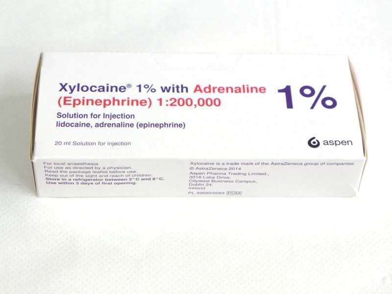 Xylocaine (Lidocaine) 1% with Adrenaline 100mcg/20ml - (1 in 200,000) 5x20ml Vial