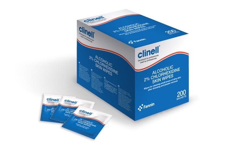 Skin Wipes - 2% Chlorhex/70% Alcohol Sachets - Clinell x200