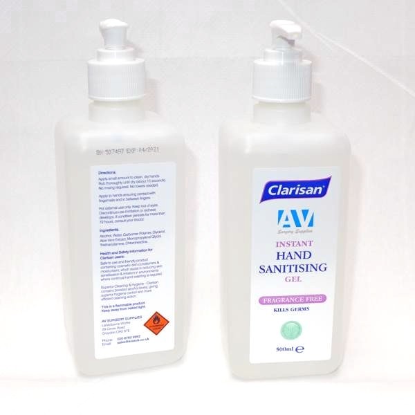 Hand Rub - Alcohol Gel - Worktop Pump 500ml (Clarisan)