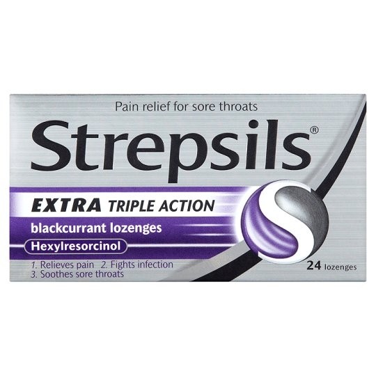 Strepsils Extra Triple Action Blackcurrant Lozenges (x25)