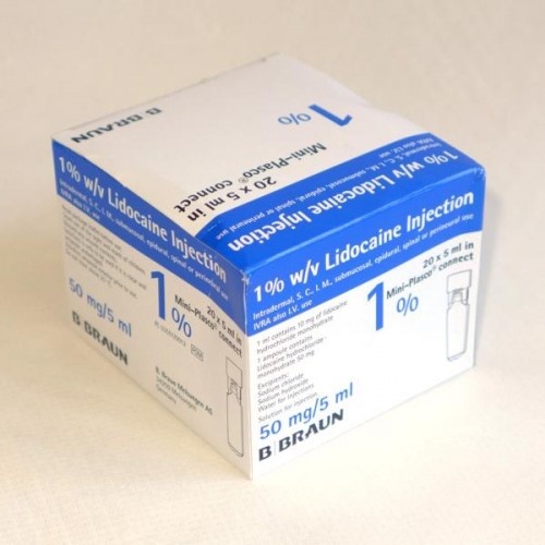 Lidocaine 50mg/5ml (1) Solution for Injection (Plastic) ampoules (X20)